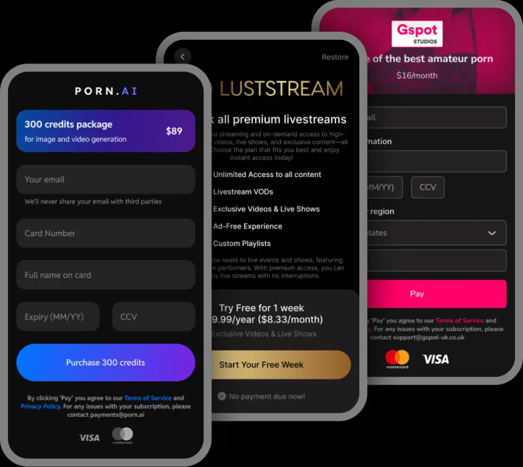 Secure adult payment gateways